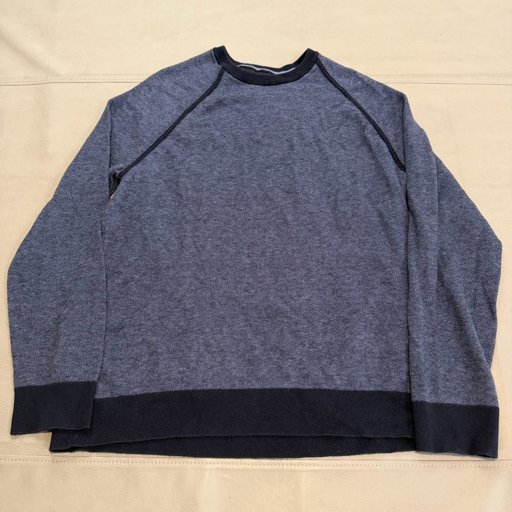 Banana Republic Men Navy Crew Pima Cotton Cashmere Sweater XLT Tall Quiet-5212